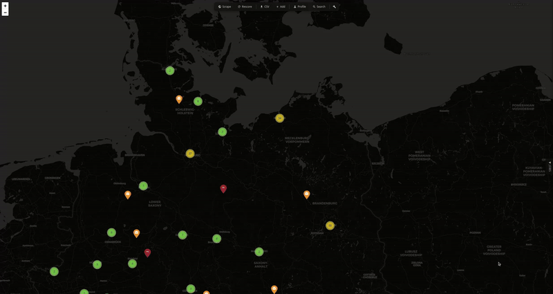 The pipeline kicking off — configured searches are dispatched to the BA API and results start flowing in