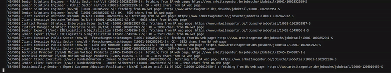 Ollama running llama3.1:8b inside Docker — each job description scored locally, no data leaving the machine