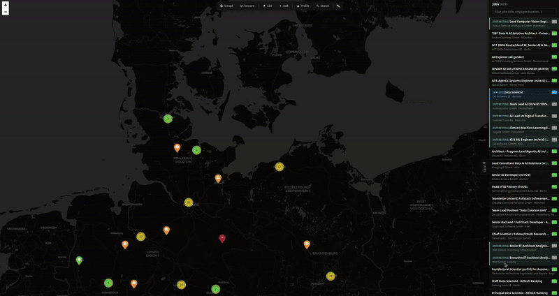 The final output: a dark-tile Folium map with clustered, colour-coded markers and the ranked markdown report